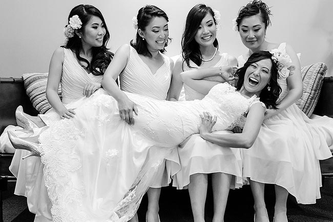 Bride and bridesmaids at a vinery in Temecula