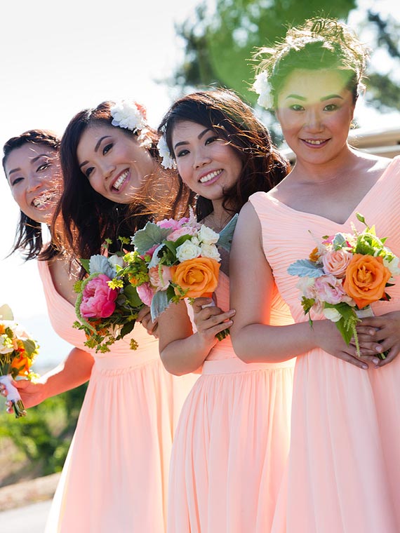 Bridesmaids at a vinery in Temecula