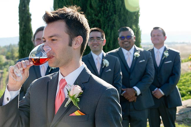 Groom and groomsmen at a vinery in Temecula