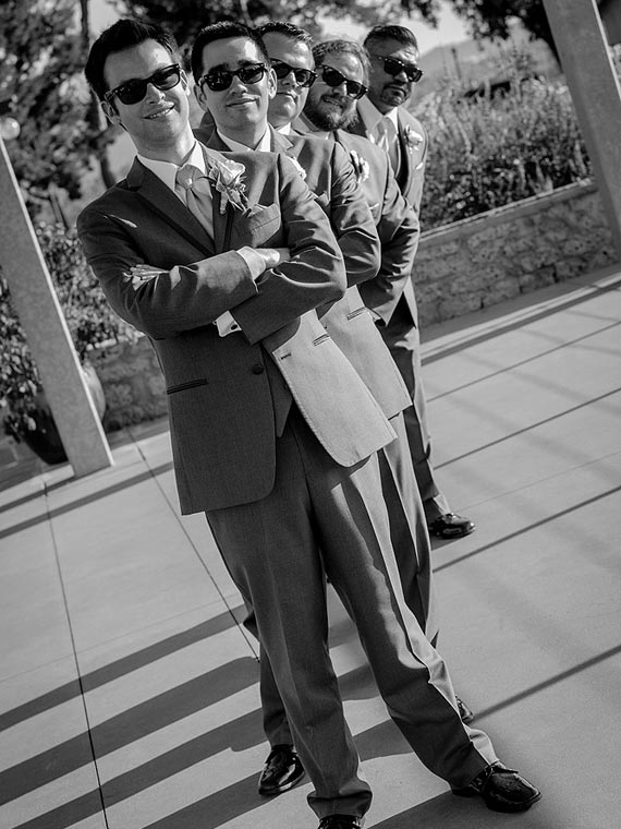 Groom and groomsmen at a vinery in Temecula