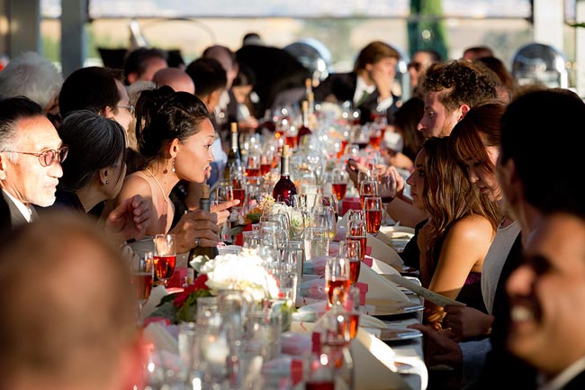 Wedding guests at a vinery in Temecula